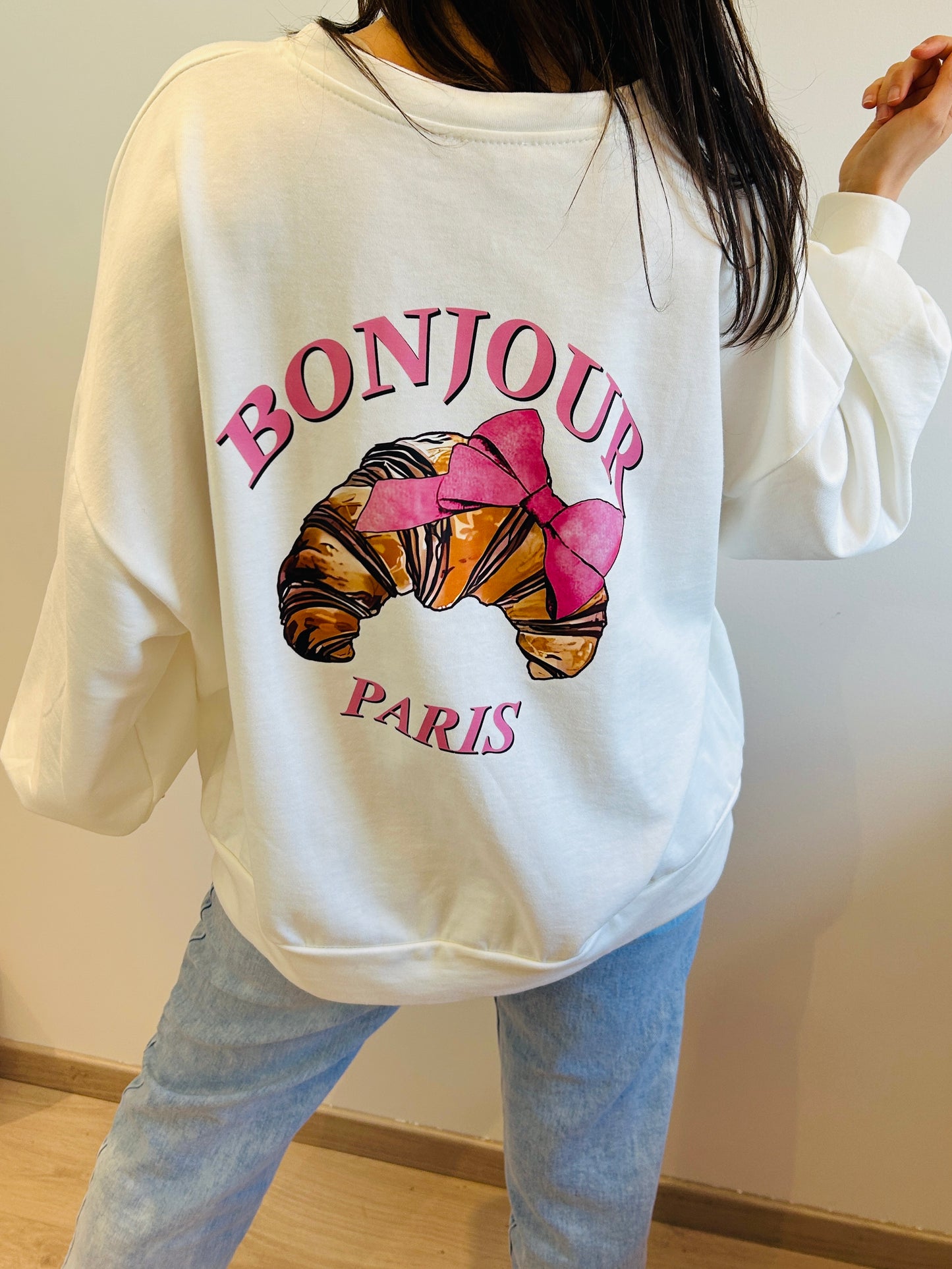 Sweater Bonjour Paris white