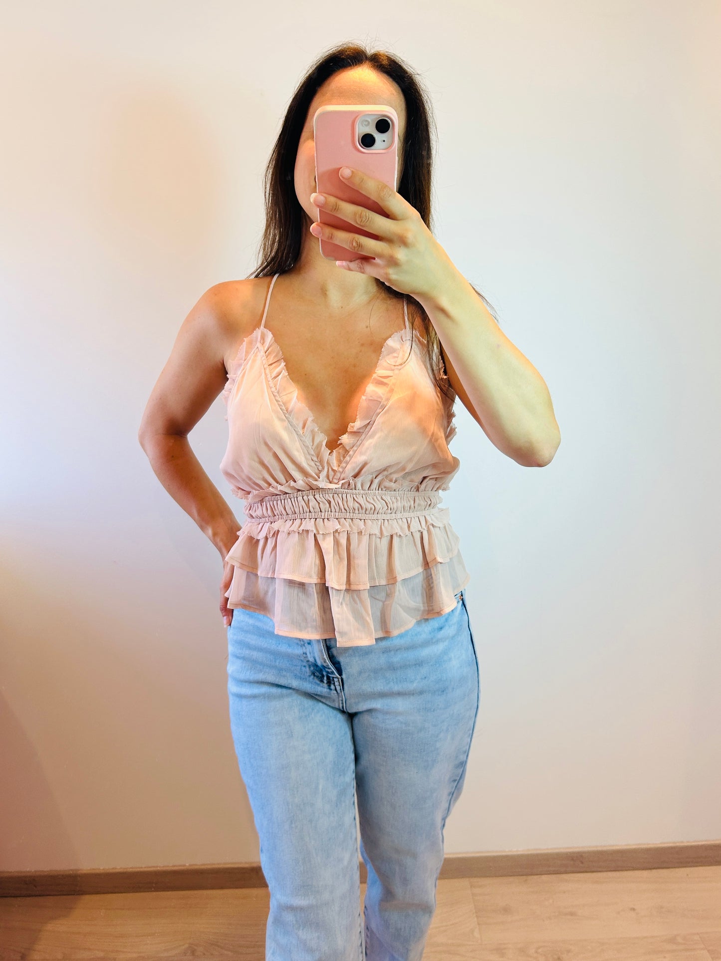 Top ruches old rose