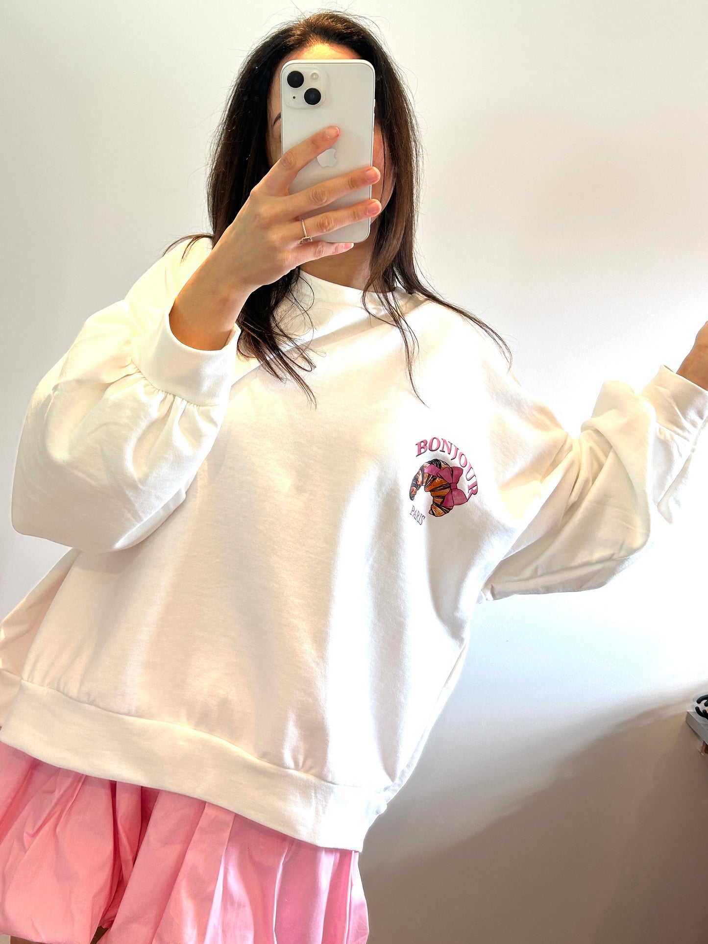 Sweater Bonjour Paris white