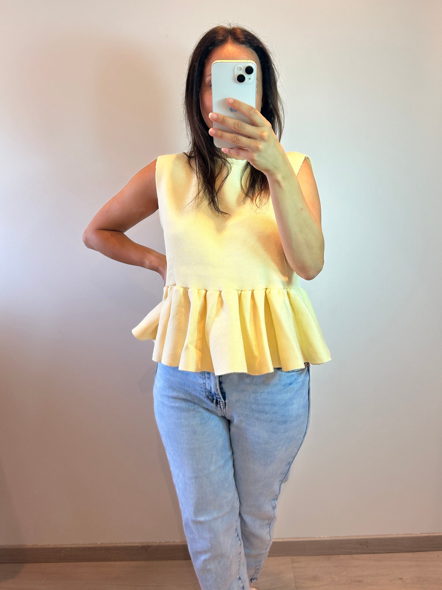 Peplum top yellow