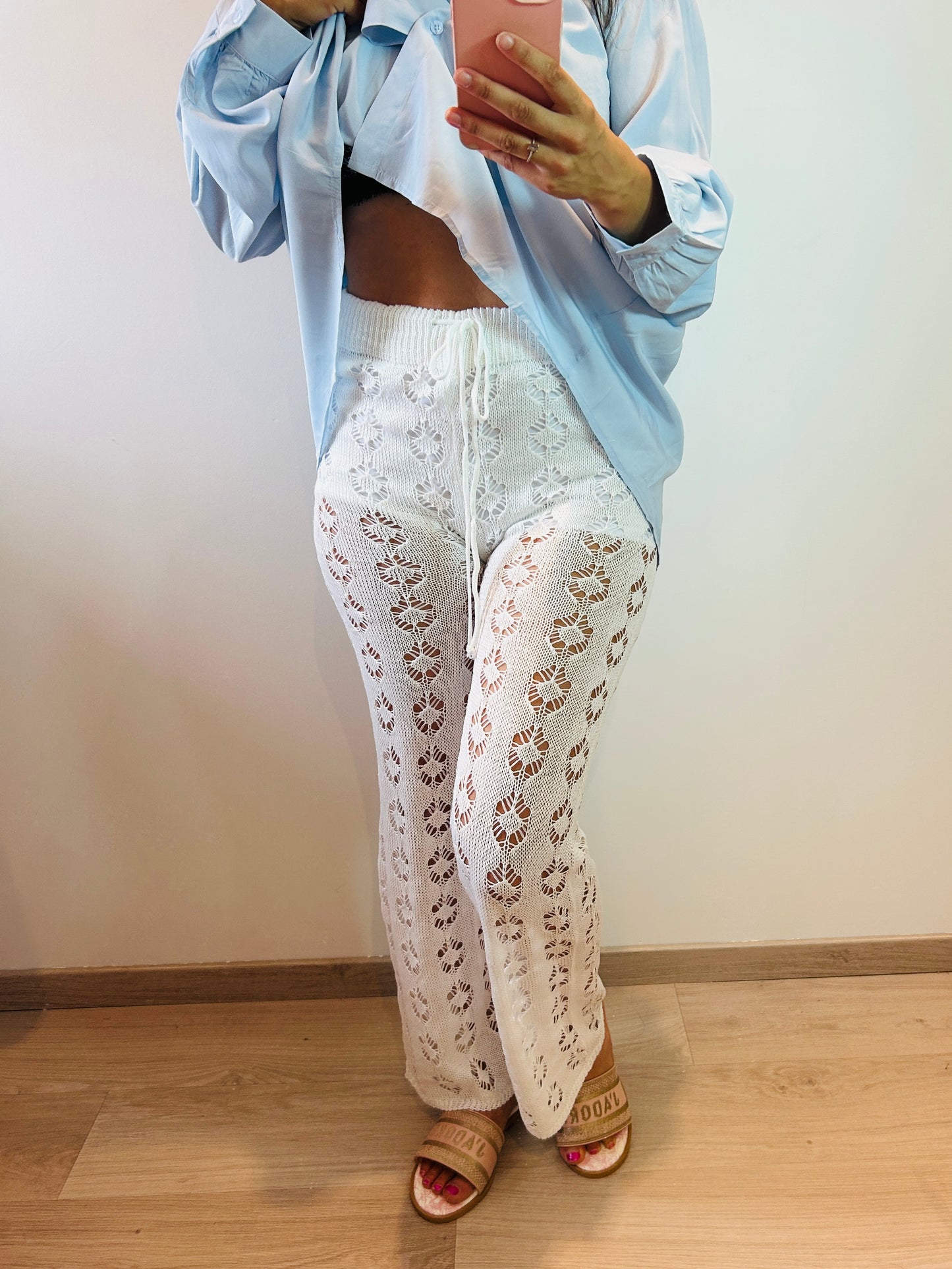 Crochet pants white
