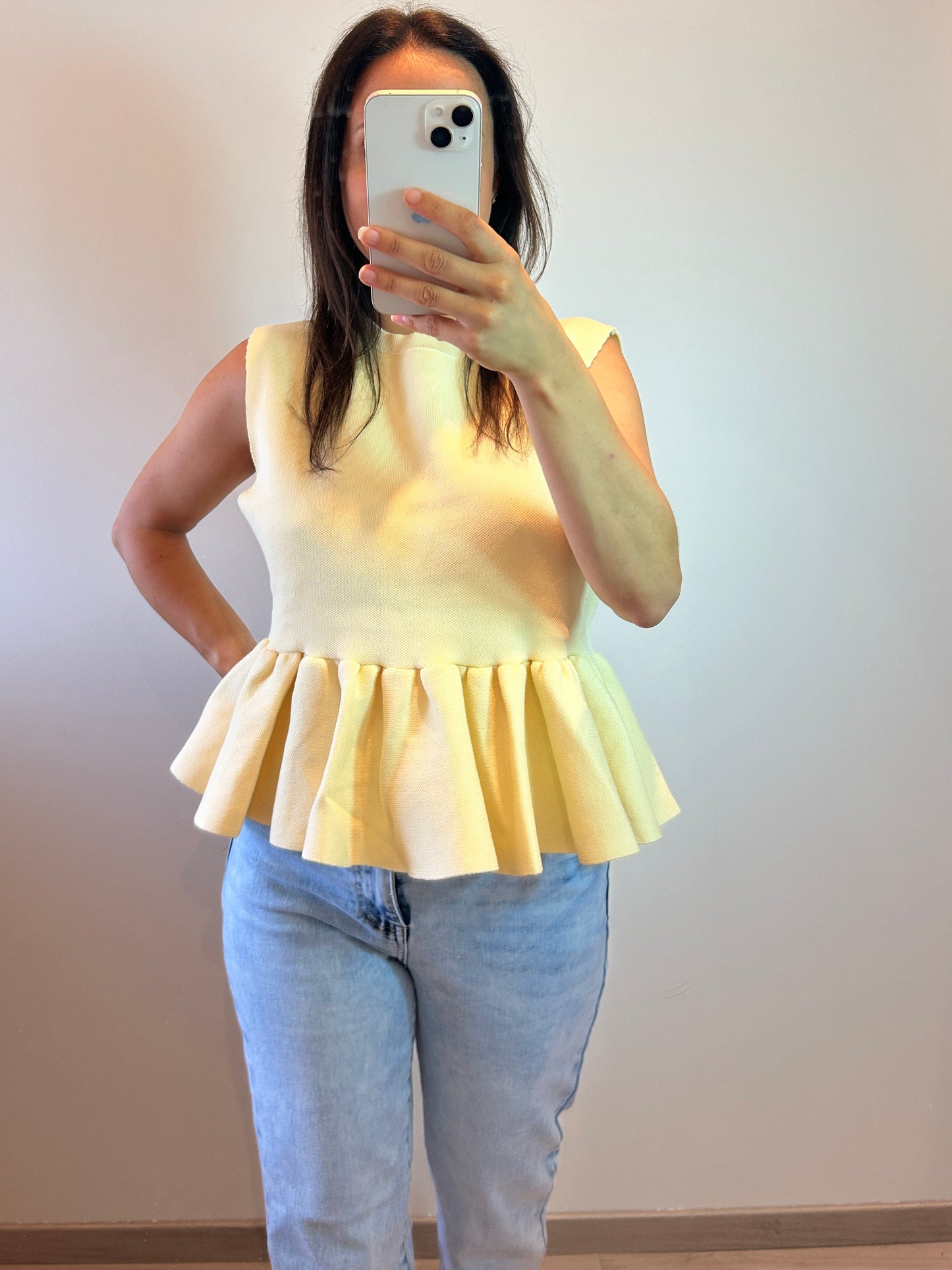 Peplum top yellow
