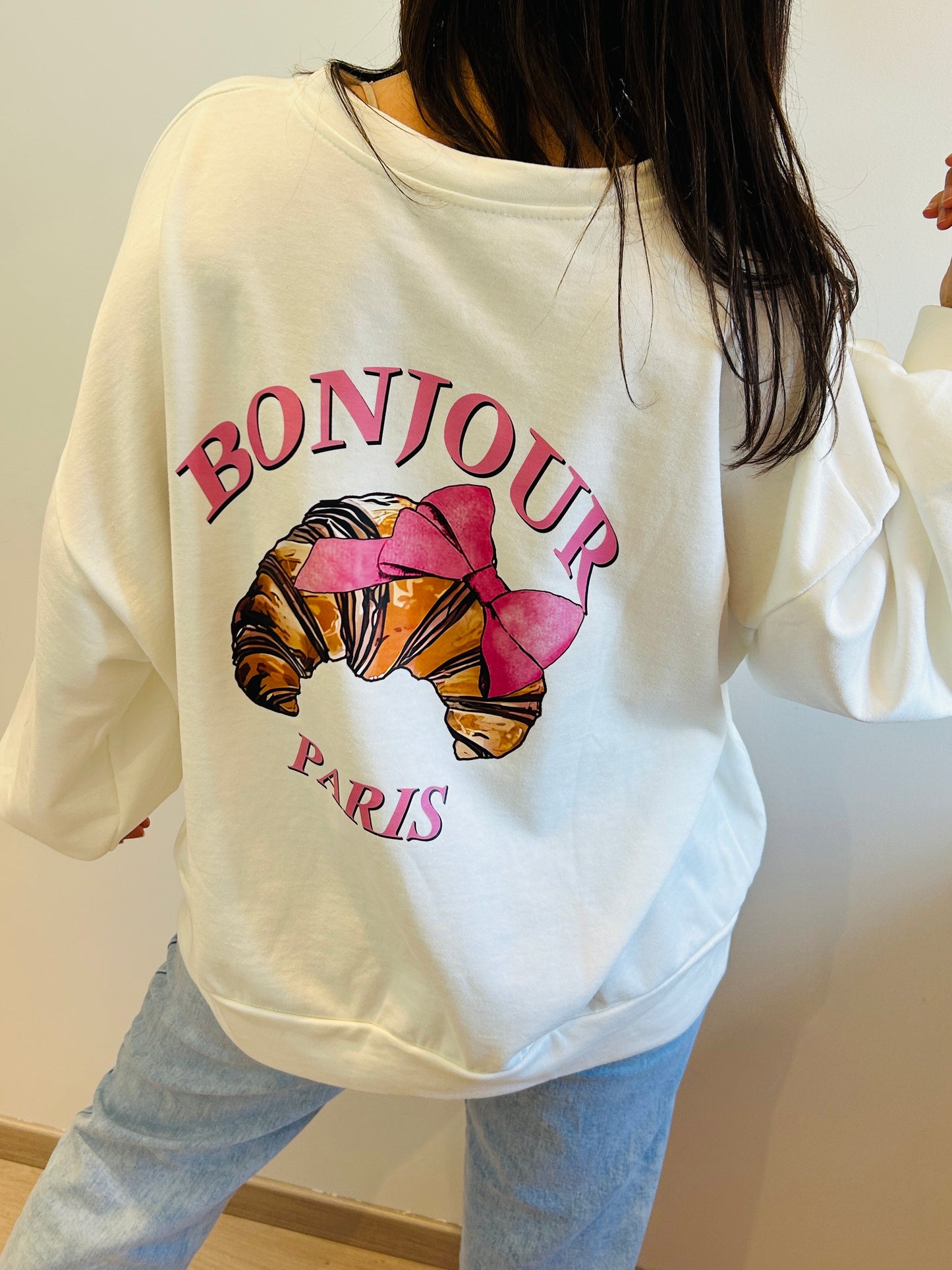 Sweater Bonjour Paris white