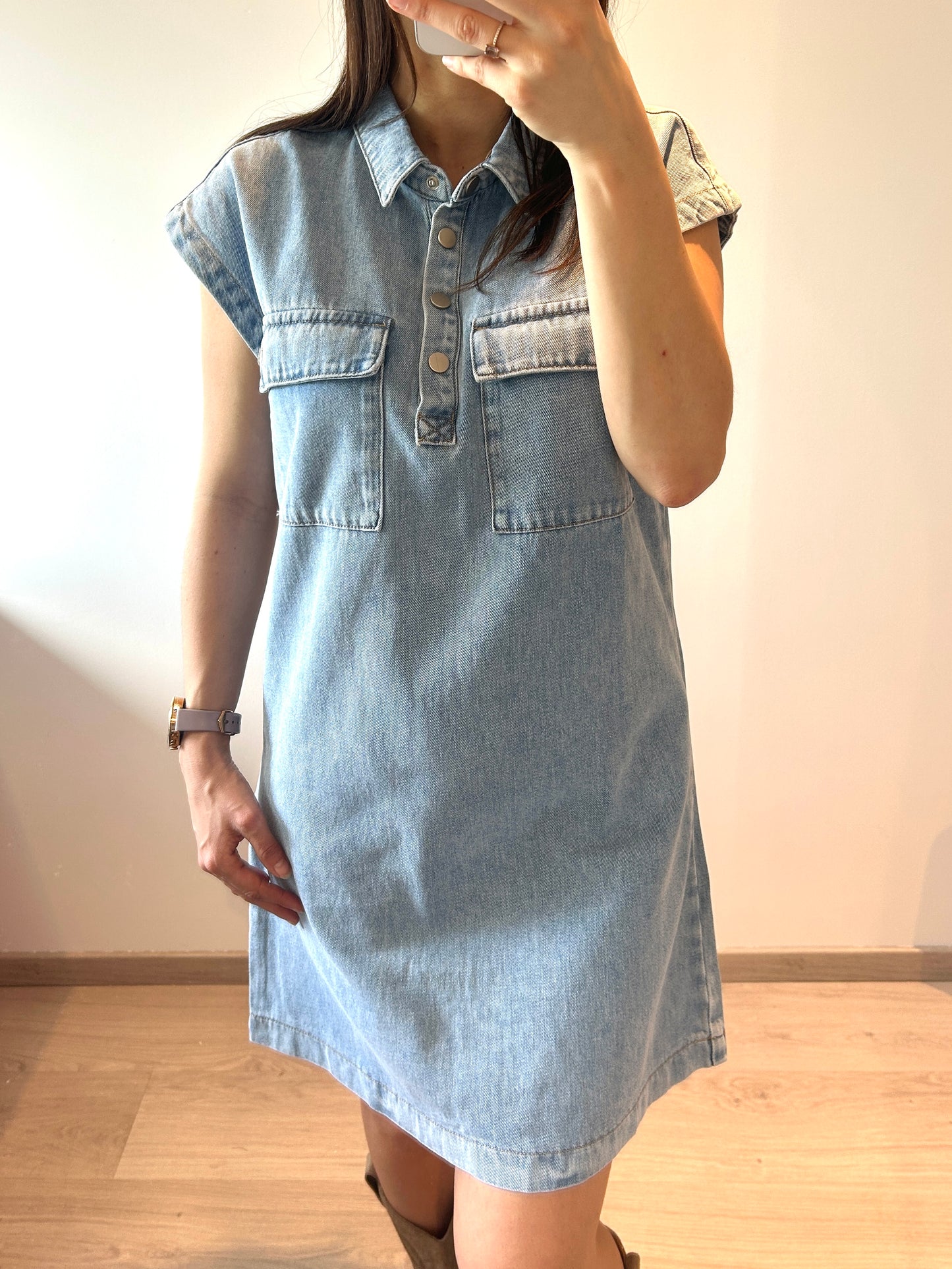Dress jeans with cap sleeve