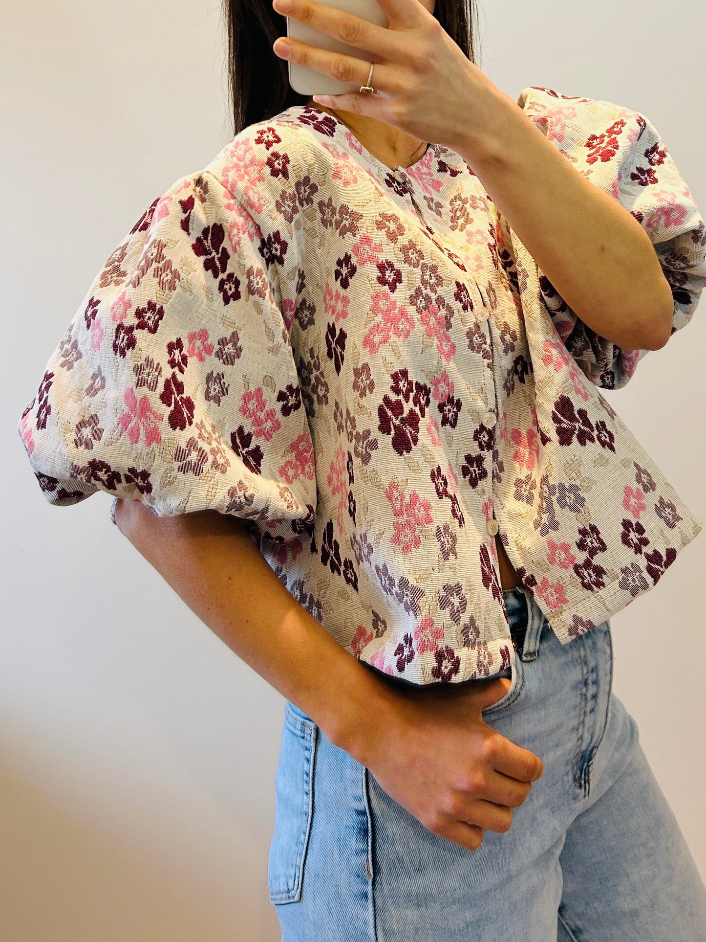 Blouse ballon sleeve floral pink