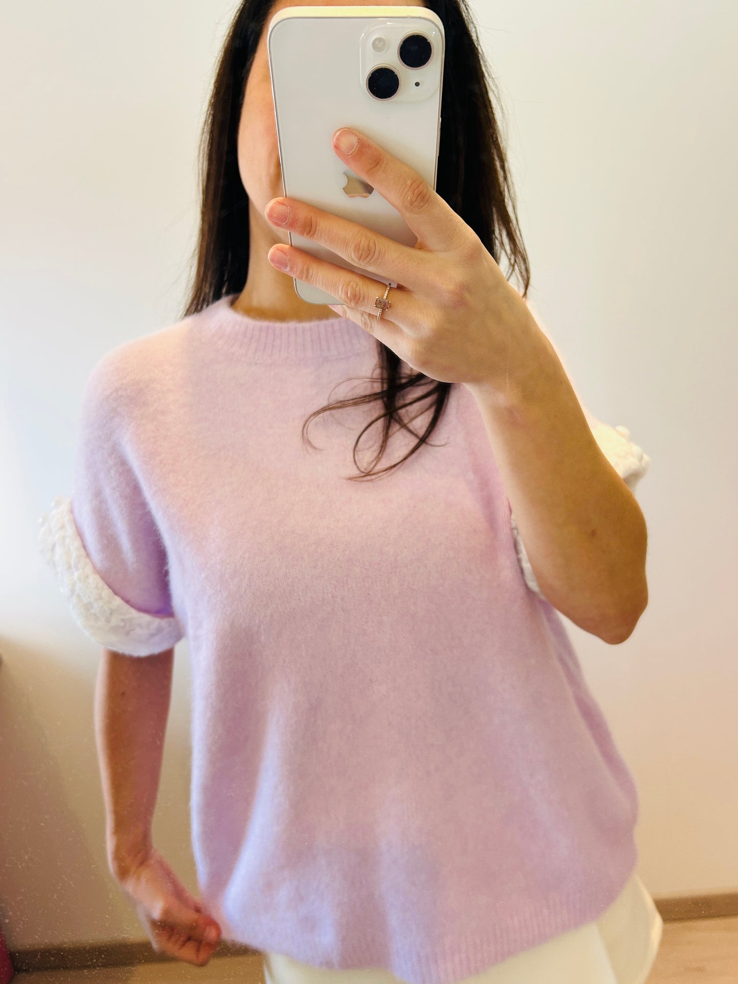 Shirt lila lace sleeves
