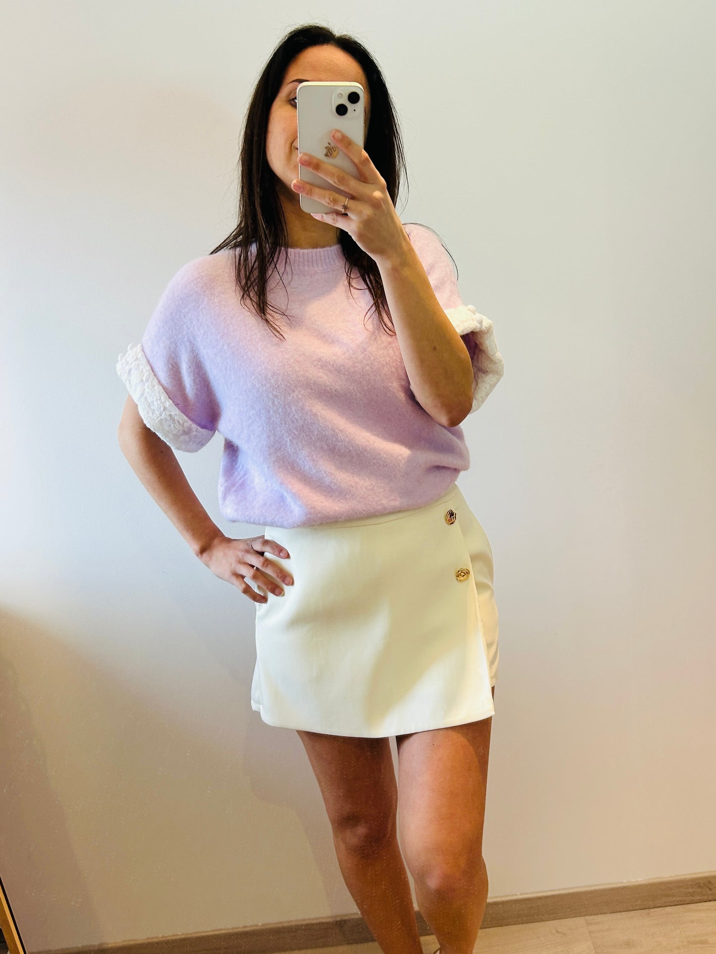Skort off-white golden buttons