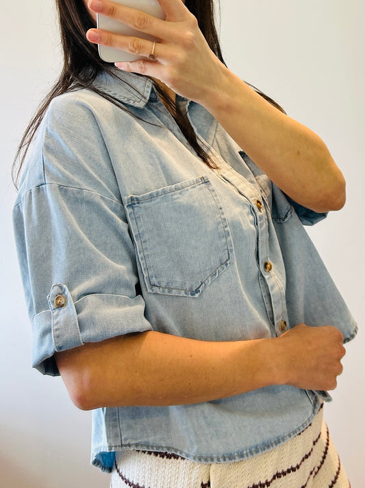 Jeans shirt cropped