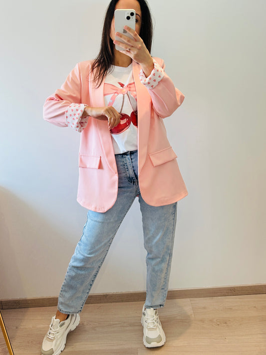 Blazer pink sleeve hearts
