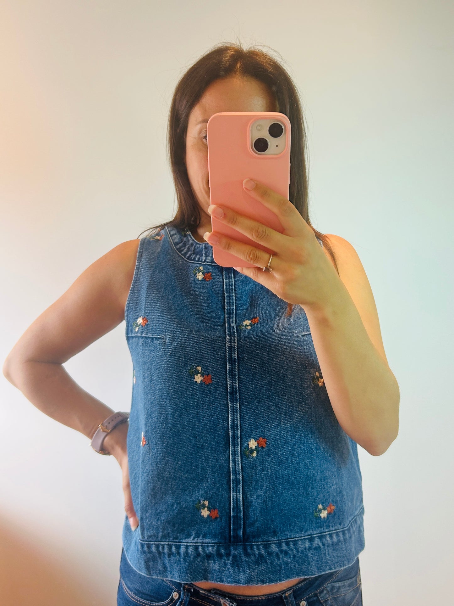 Jeans top flowers