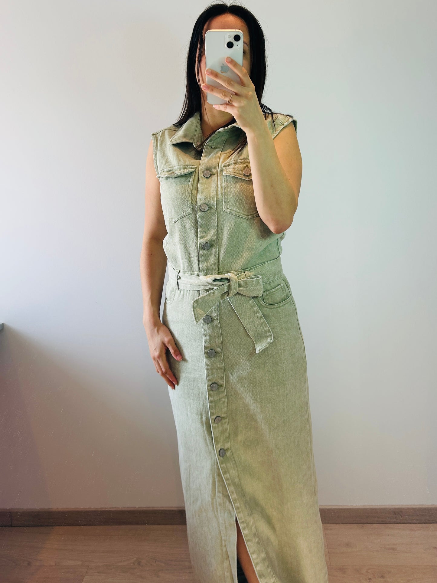 Jeans dress long kaki