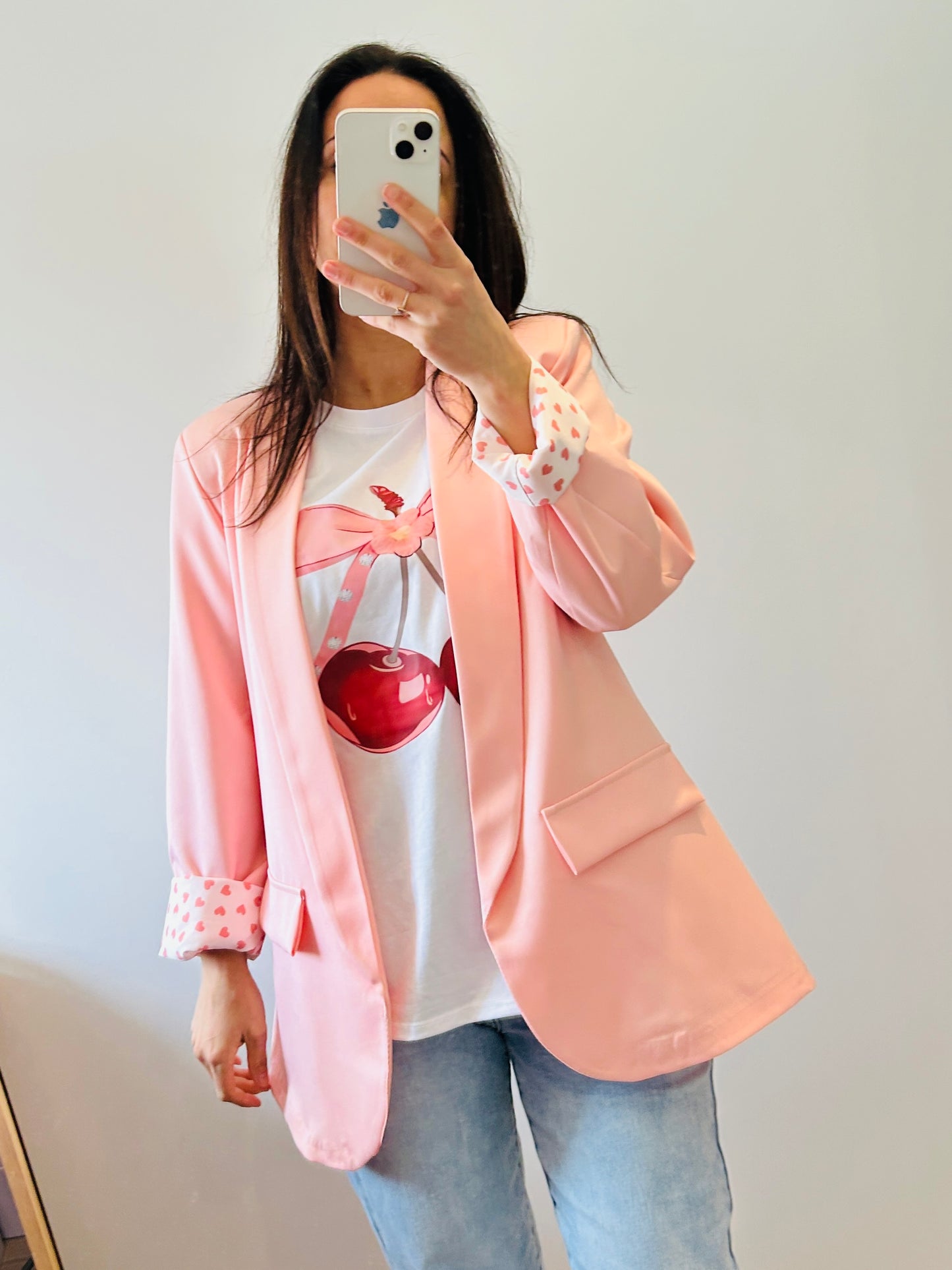 Blazer pink sleeve hearts