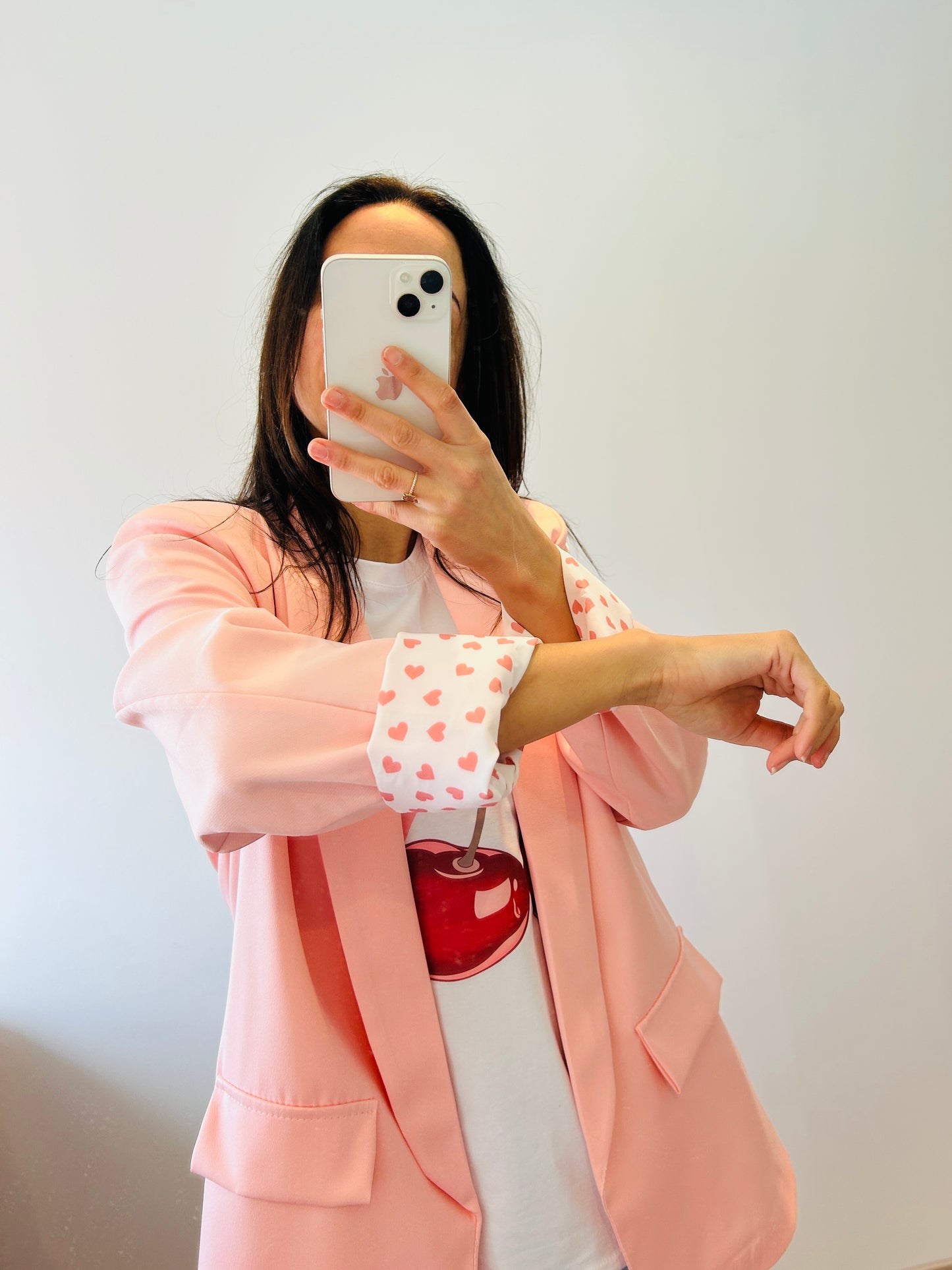 Blazer pink sleeve hearts