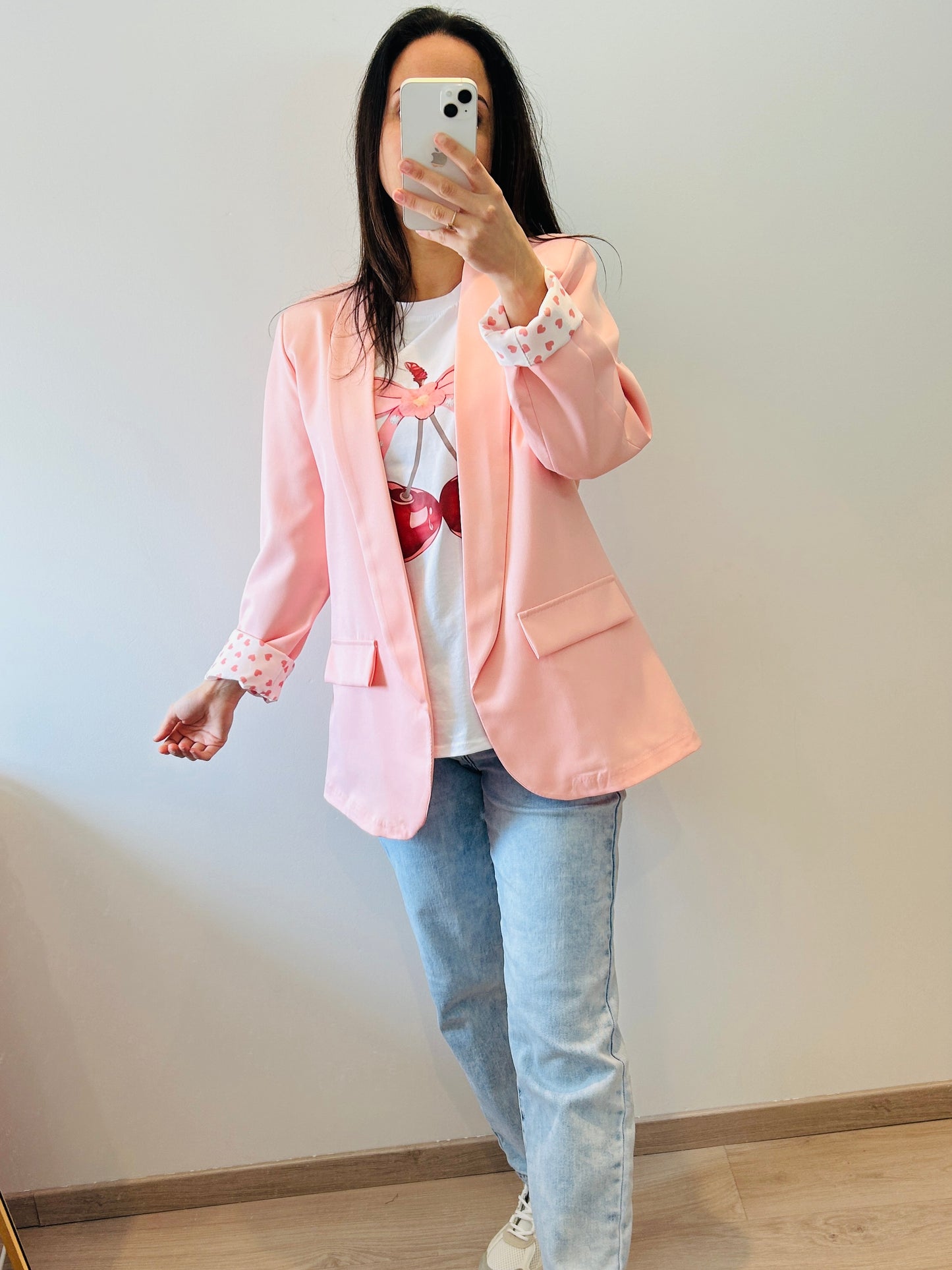 Blazer pink sleeve hearts