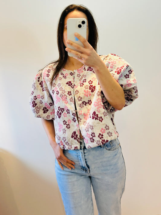 Blouse ballon sleeve floral pink