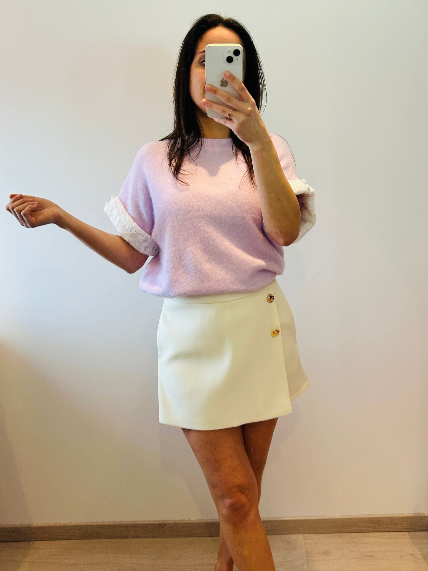 Skort off-white golden buttons