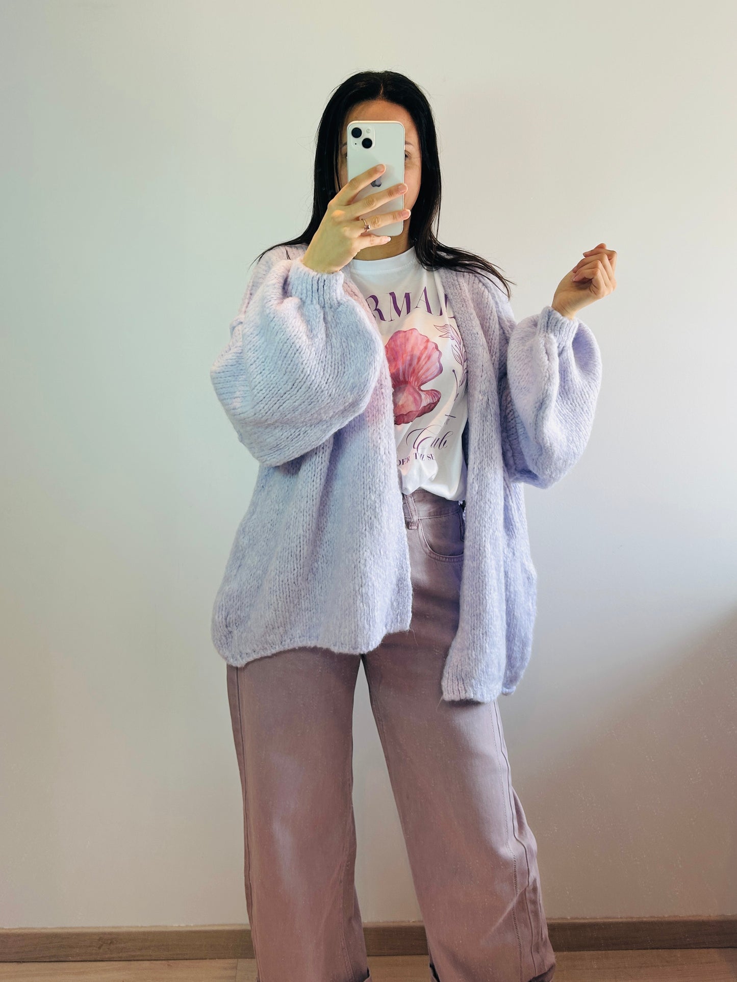 Fluffy cardigan lavendel