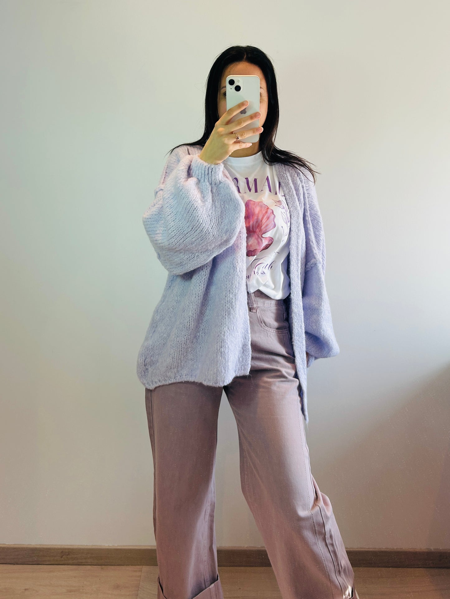 Fluffy cardigan lavendel