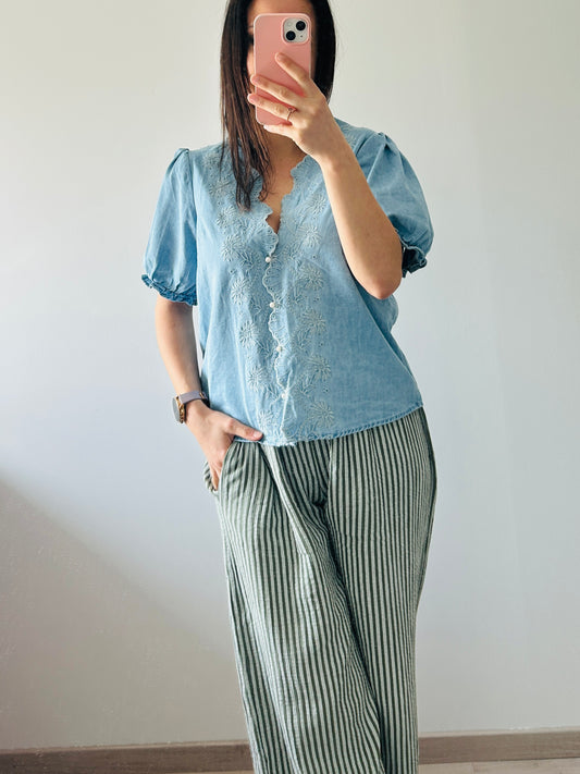 kaki striped pants