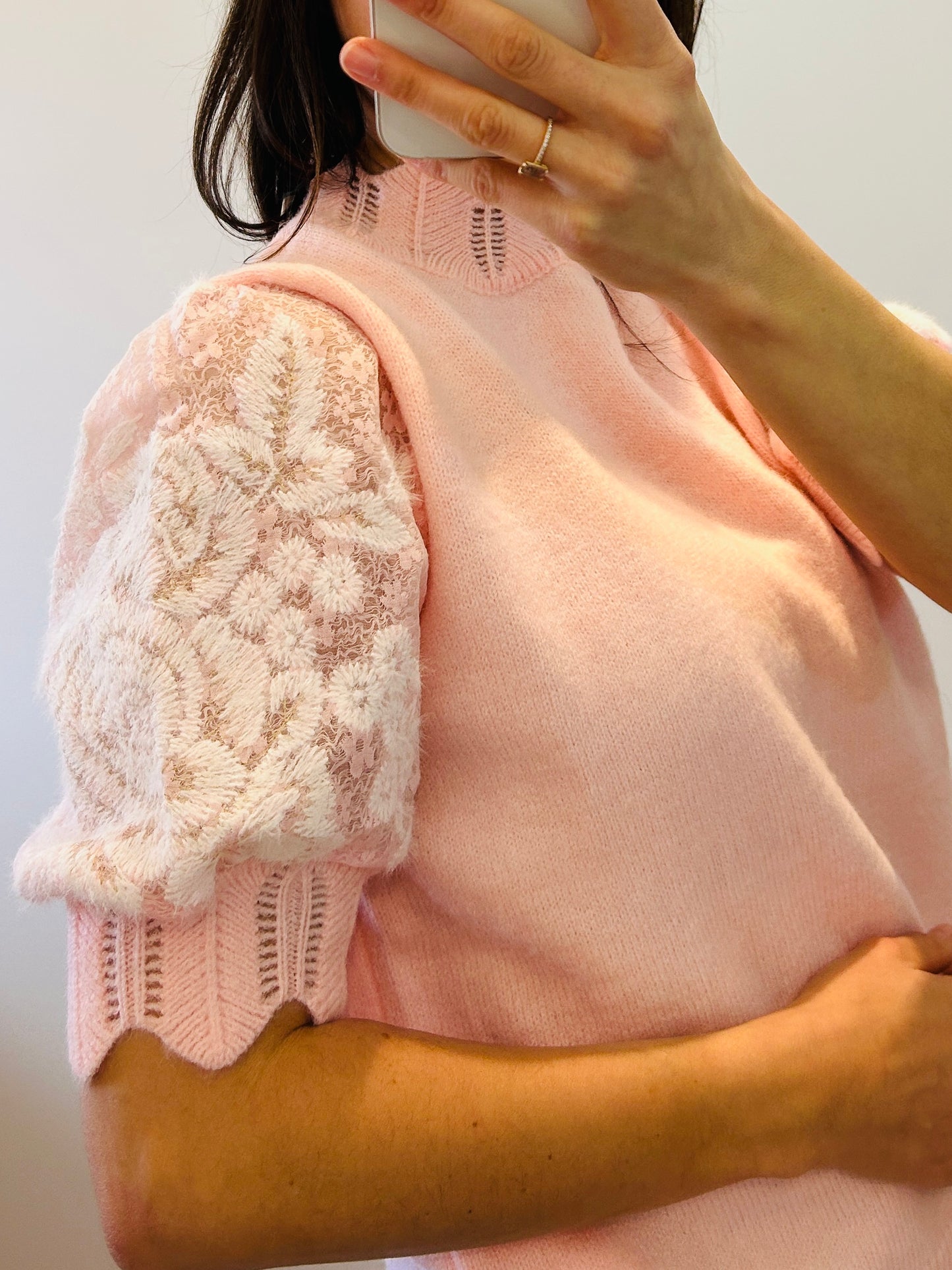Shirt flower sleeves pink