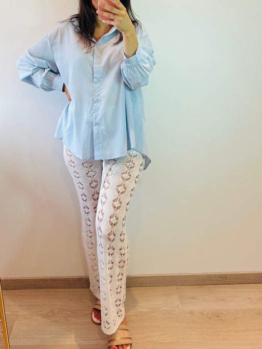 Blouse blue crossover back