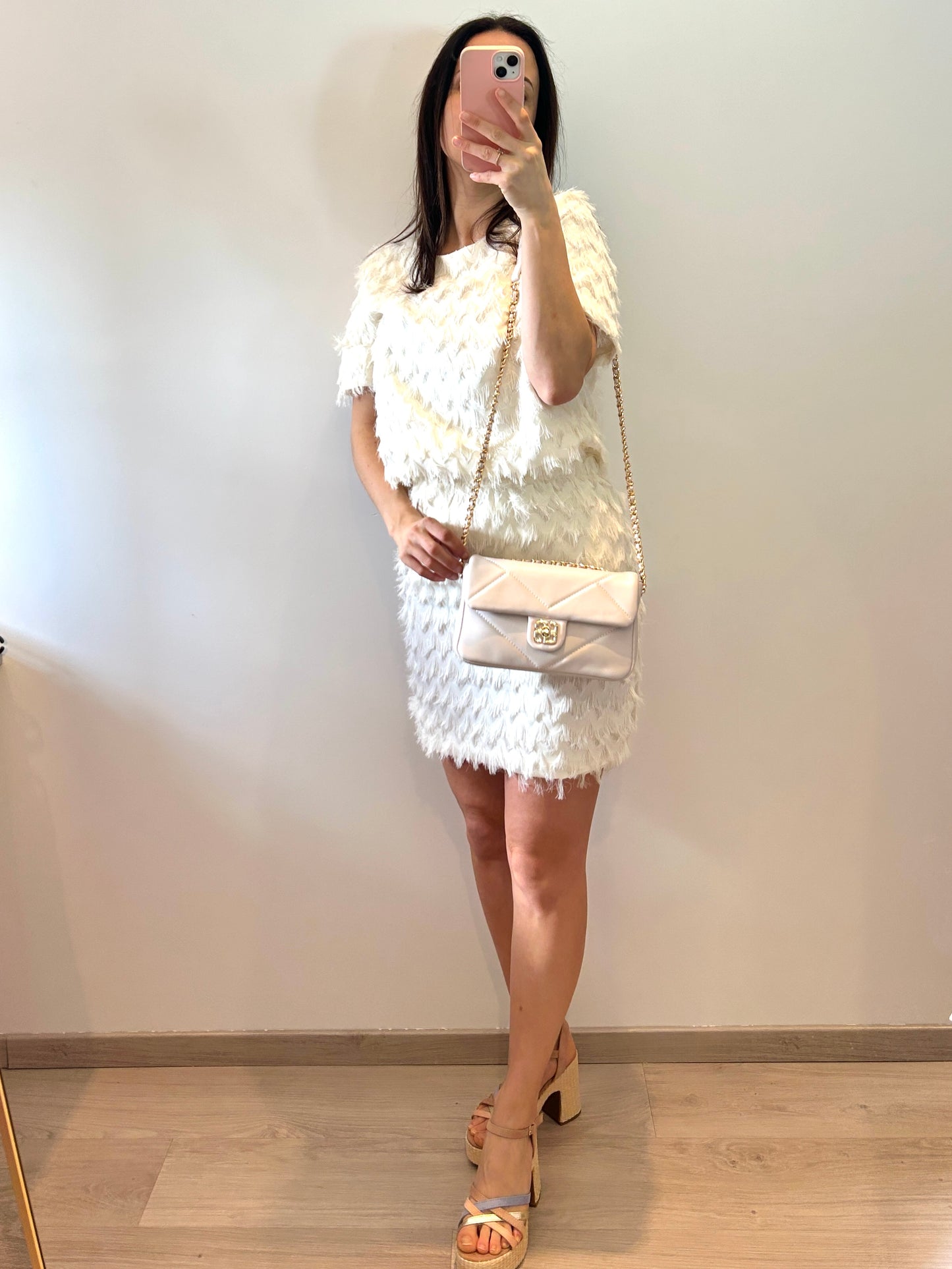Golden chain bag off-white