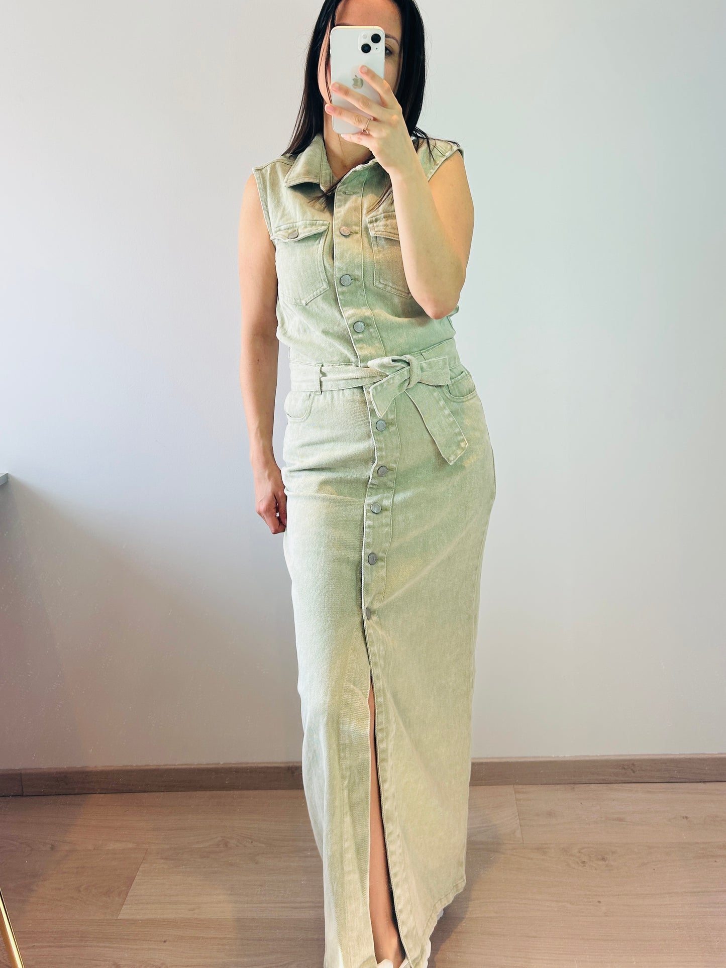 Jeans dress long kaki