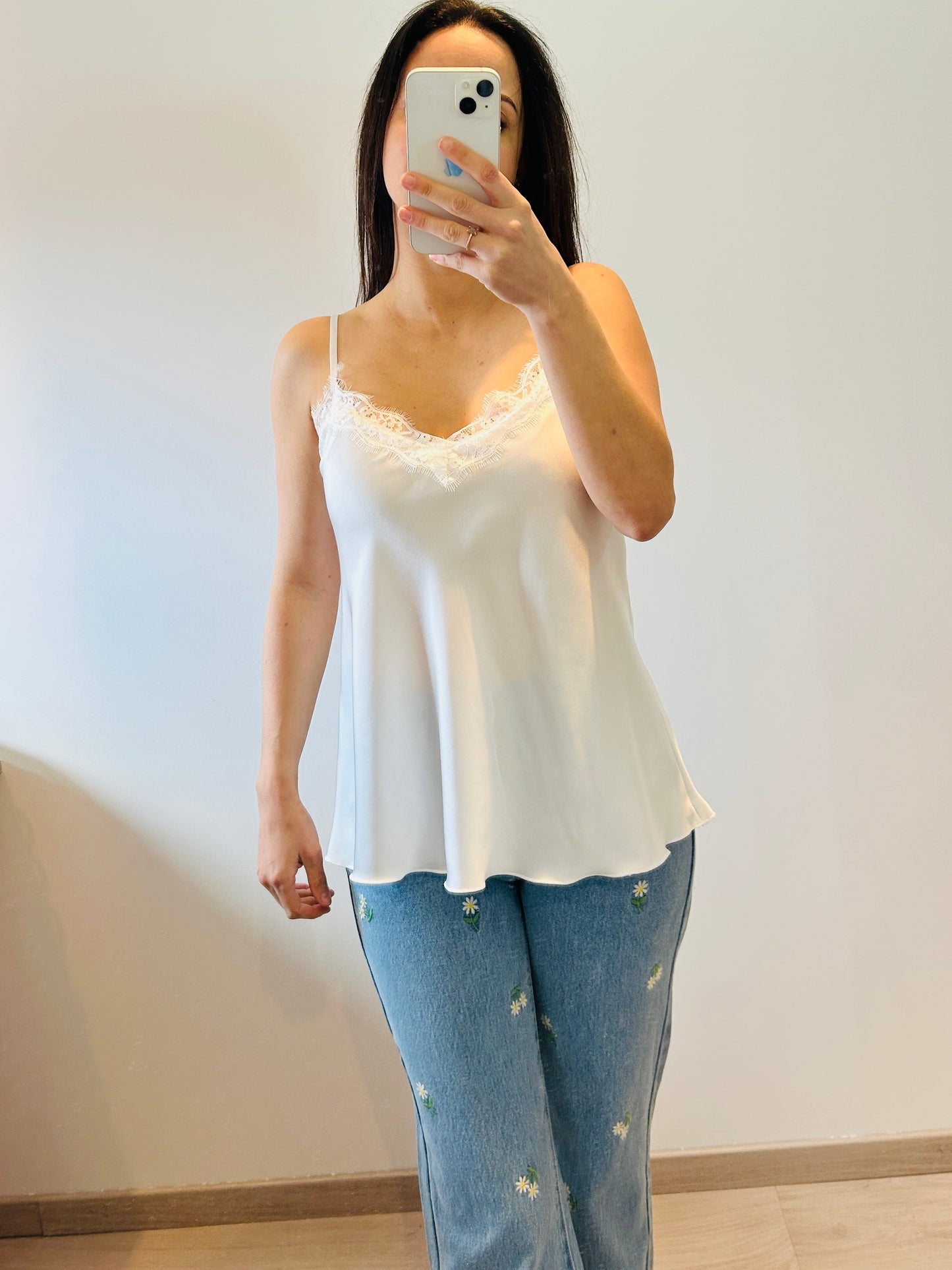 Top lace white thin straps