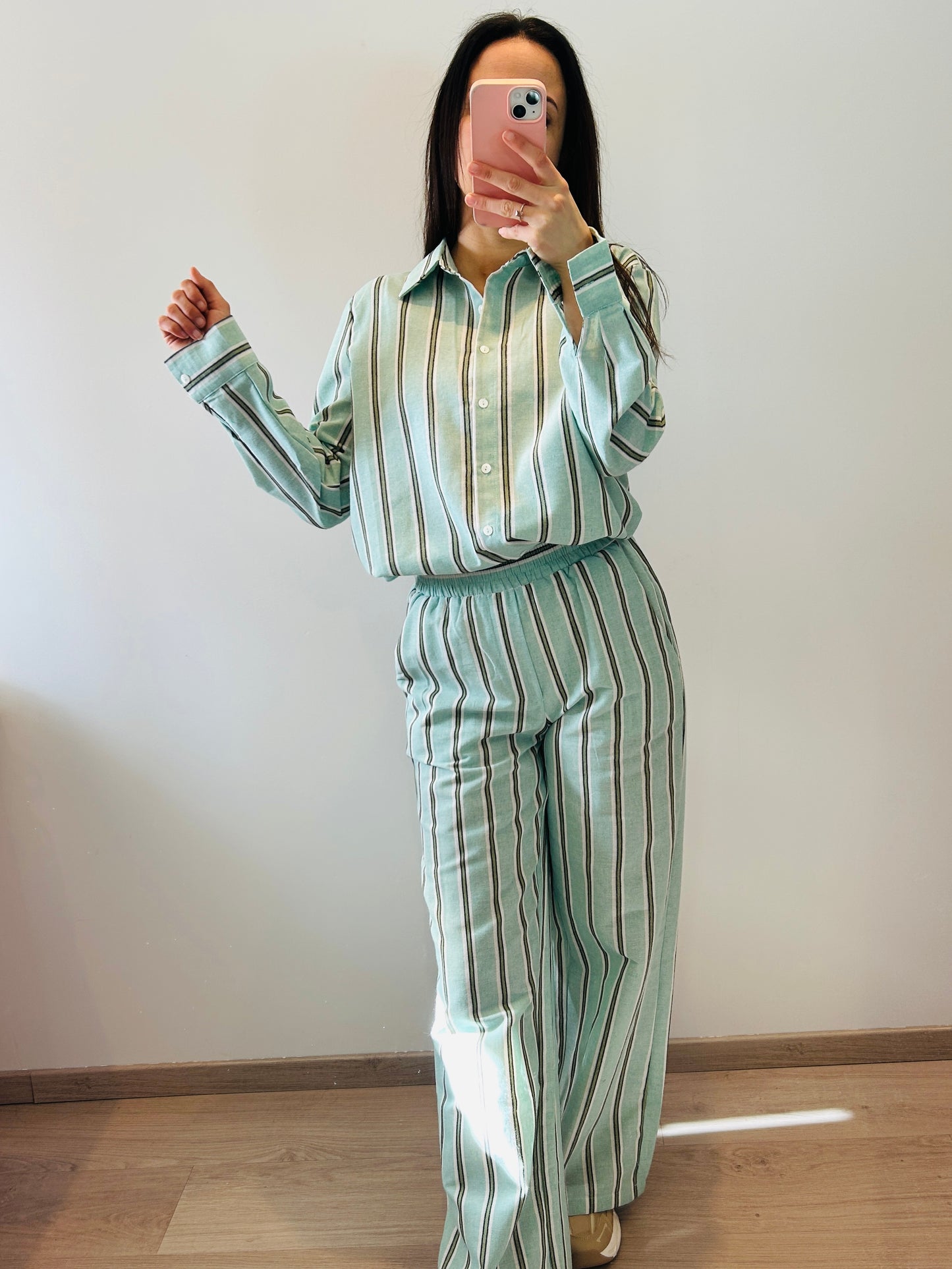 Blouse minty stripes