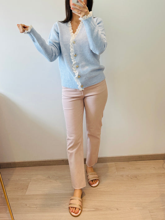 Cardigan blue lace border