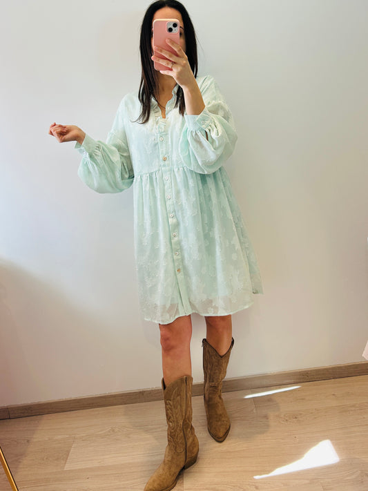 Embroidered dress soft green