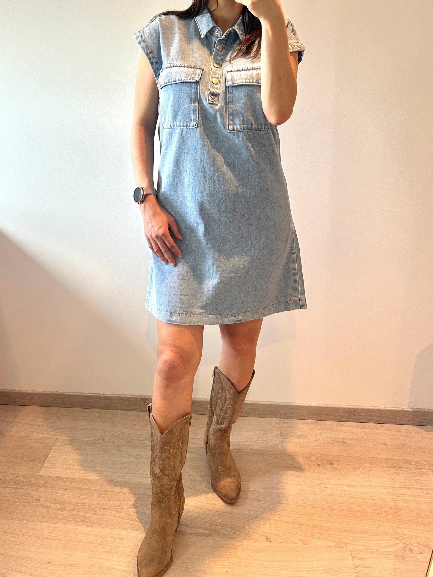Dress jeans with cap sleeve